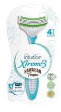 Intuition Xtreme3 Women's Razors 3-Blade Ceramic, Hawaiian Tropic Scent, 4 Pieces