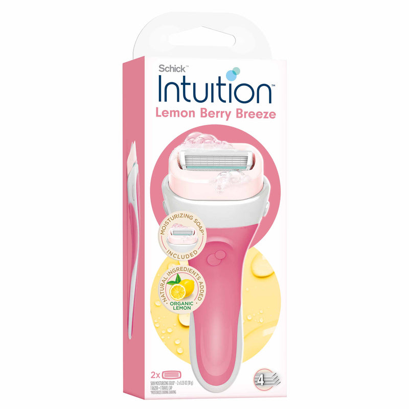 Intuition Lemon Berry Breeze Razors, Ceramic-Coated Blades, 1 Handle + 2 Refills