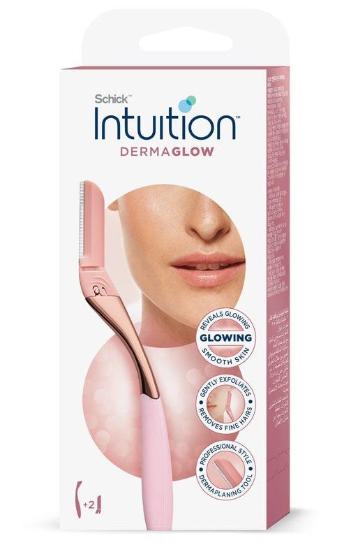 Intuition DermaGlow Facial Razor Rose Gold Handle with 2 Refills