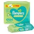 Pampers Complete Clean Baby Wipes Aloe Vera Lotion Alcohol-Free 2+1 Packs, 192 Count