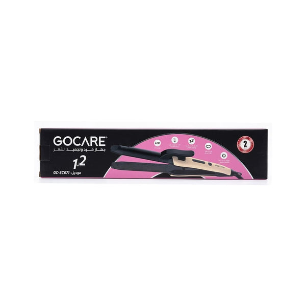 GoCare GC-SC671 2-in-1 Hair Straightener and Curler Fast Heating LED Display Black Pink