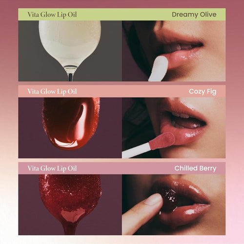 Access Way Vita Glow Lip Oil, Lightweight Glossy Formula with Ceramides and Vitamin E, Cozy Fig
