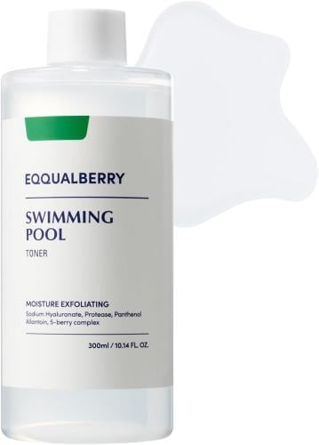 Eqqualberry Swimming Pool Toner Exfoliating Hydrating Face Toner Hyaluronate Aloe Vera 300 ml