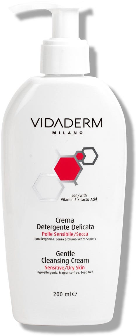 Vidaderm Gentle Cleansing Cream Face & Body Lactic Acid Vitamin E 200 ml