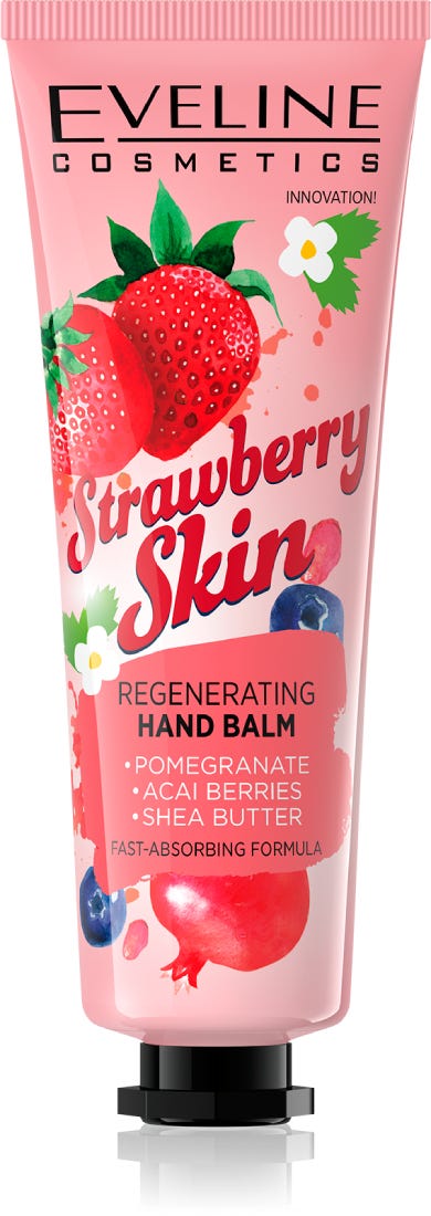 Eveline Strawberry Regenerating Hand Balm Moisturizing Formula 50ml