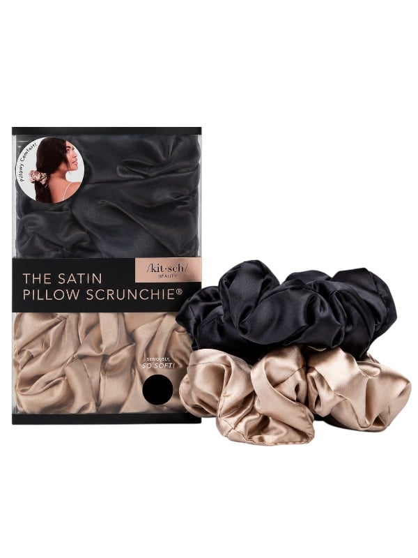 Kitsch Satin Sleep Hair Ties Gold and Black 2-Pack