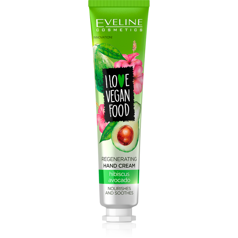 Eveline Vegan Food Regenerating Hand Cream Avocado and Hibiscus Moisturizing 50ml