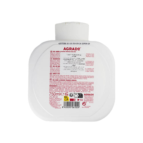Agrado Strawberry Shower Gel Fruity Fragrance Moisturizing Formula 750 ml