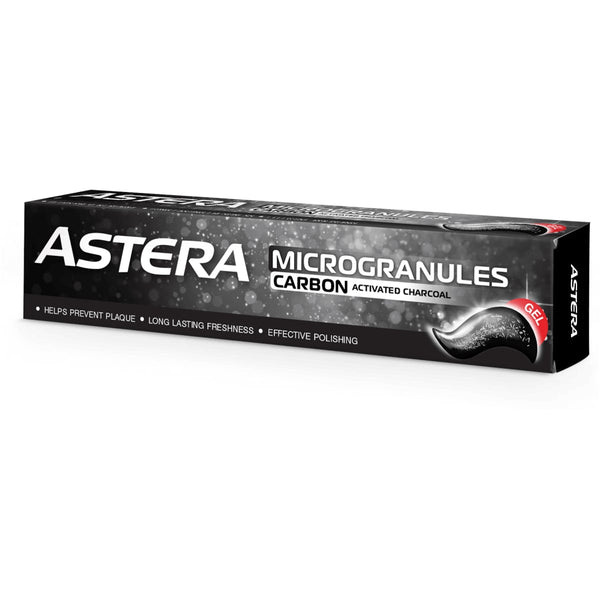 Astera Microgranules Carbon Toothpaste Gel, Activated Charcoal, Strong Mint, 75 ml