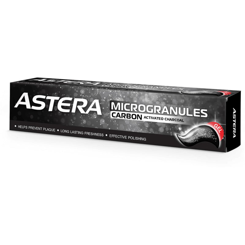 Astera Microgranules Carbon Toothpaste Gel, Activated Charcoal, Strong Mint, 75 ml