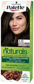 Palette Permanent Naturals Hair Colour Creme Black 1-0 with Oat Milk Conditioner