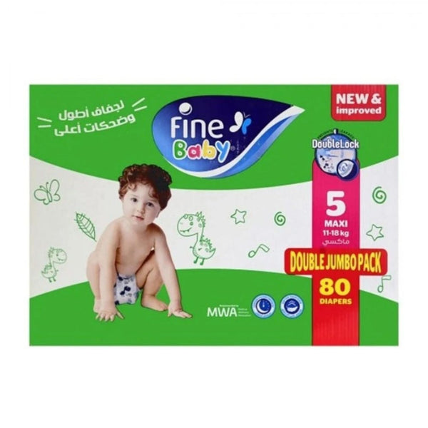 Fine Baby Size 5 Maxi Jumbo Box Disposable Diapers, 80 Count