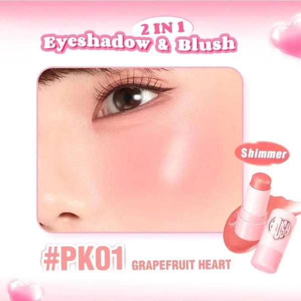 Pink Flash Creamy Blush Stick 2-in-1 Blush and Eyeshadow PK01 Grapefruit Heart
