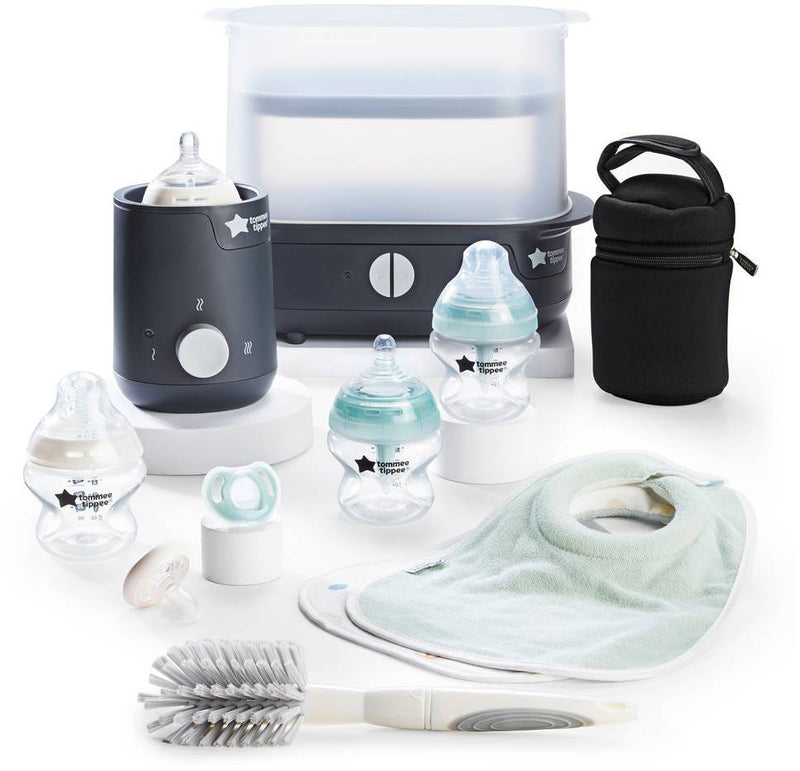 Tommee Tippee Complete Newborn Feeding Kit with Steriliser, Bottle Warmer and Soothers, Black