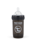 Twistshake Anti-Colic 180ml Black Baby Feeding Bottle with Powder Container and Mixing Net