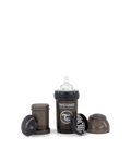 Twistshake Anti-Colic 180ml Black Baby Feeding Bottle with Powder Container and Mixing Net
