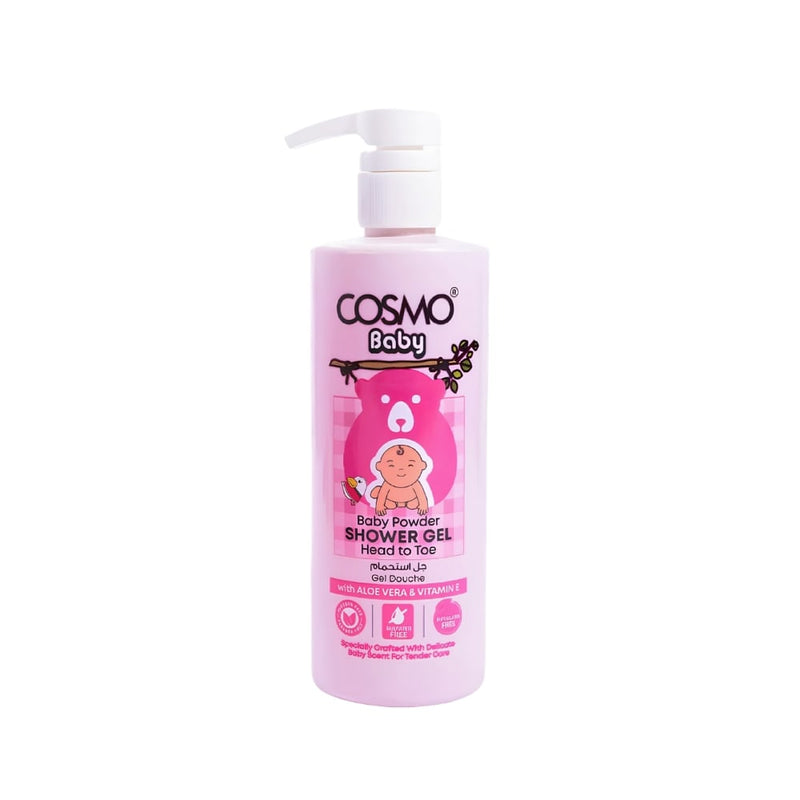 Cosmo Baby Powder Shower Gel Body Wash & Shampoo with Almond Oil and Vitamin E, 500ml