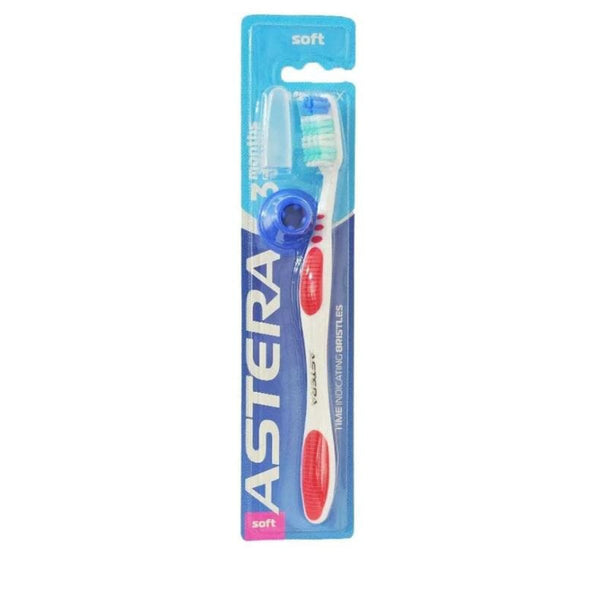 Astera Time Index Soft Toothbrush, Color-Changing Bristles, Angled Design