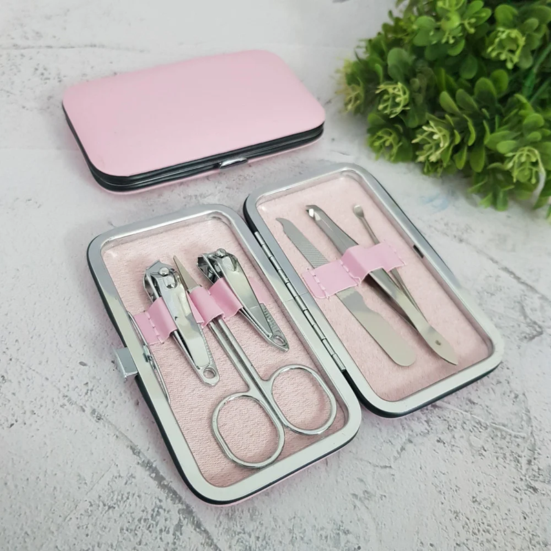 UYB 6-in-1 Manicure and Pedicure Nail Care Set, Portable Pink Box