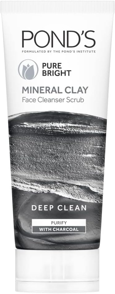 Pond's White Mineral Clay Face Cleanser Scrub Liquid Charcoal & Kaolin 90 g