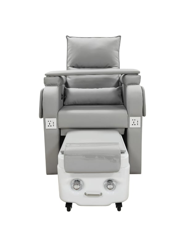 Salon System Pedicure Chair GDAR2008 with Movable Basin, Padded Upholstery, Grey