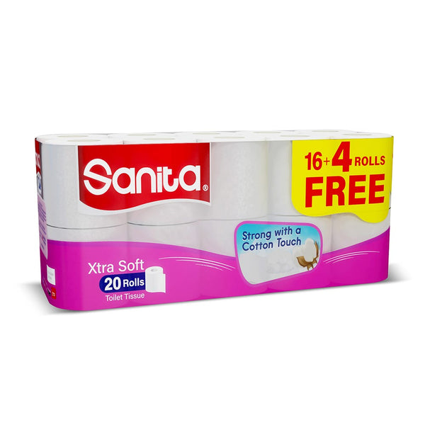 Sanita Toilet Club Extra Soft Embossed Toilet Tissue, 16+4 Rolls