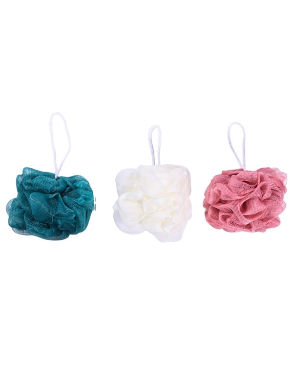 Spa System Spherical Body Loofah Exfoliating Bath Sponge, 3 Pieces, Assorted Colors