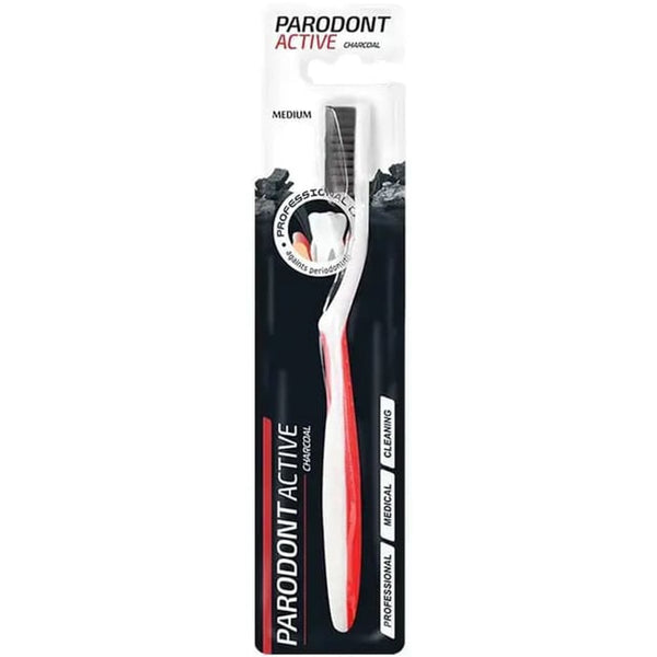 Parodont Active Charcoal Toothbrush Medium Bristles Flexible Neck