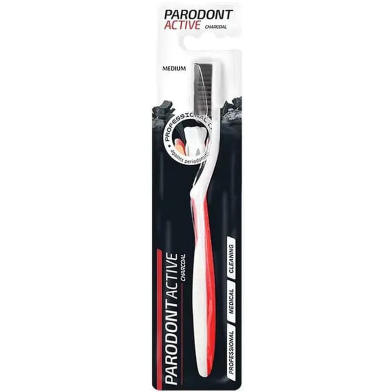 Parodont Active Charcoal Toothbrush Medium Bristles Flexible Neck