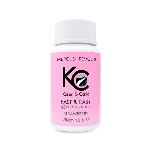 Karen & Carla Nail Polish Remover Acetone Formula Strawberry Scent with Vitamins E and B5