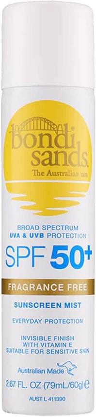 Bondi Sands SPF 50+ Fragrance-Free Face Mist, Sensitive Skin, 60g