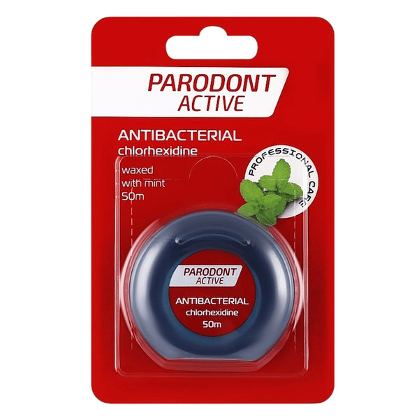 Parodont Active Waxed Dental Floss With Mint Flavor and Chlorhexidine, 50 m