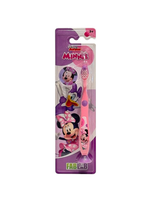 Fab Lab Minnie Mouse Kids Toothbrush with Cover and Stand, Soft Bristles, Assorted Colors