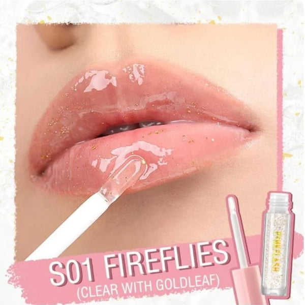 Pink Flash Long-Lasting Glossy Lip Gloss S01 Gold-Particle Shine