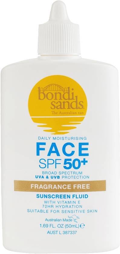Bondi Sands SPF 50+ Fragrance-Free Face Fluid Cream Sunscreen, 50 ml