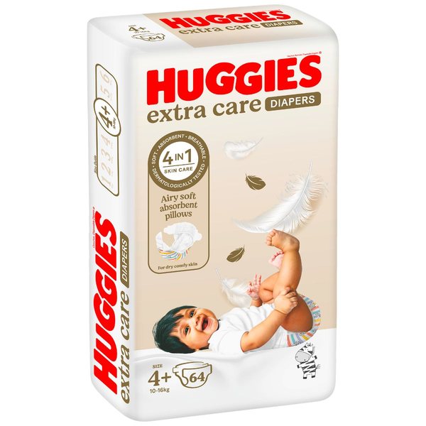 Huggies Extra Care Diapers Size 4+ Jumbo Pack 64 Count