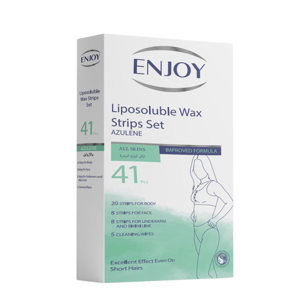 Enjoy Lipo Wax Strips Azulene Hair Removal Set, All Skin Types, 41 Pieces