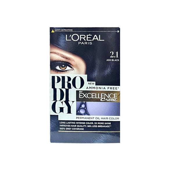 L'oreal Paris Prodigy Hair Dye, Ash Black 2.1, Ammonia-Free Formula