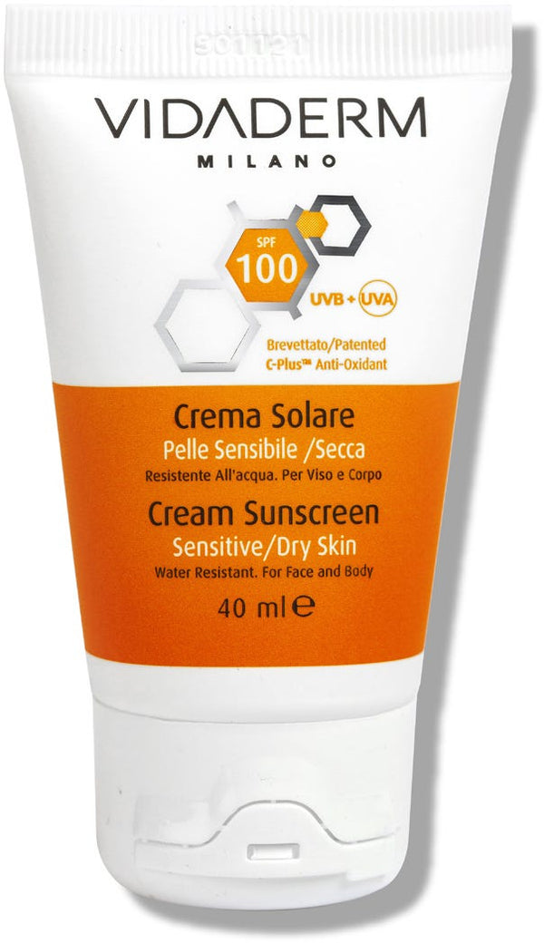 Vidaderm SPF 100 Cream Sunscreen with UVA/UVB Protection, Sensitive Skin, 40 ml