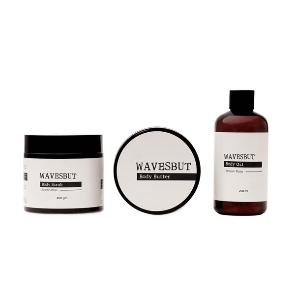 Wavesbut Brown Rose Collection Body Scrub, Butter and Oil Warm Rose Woody Scent