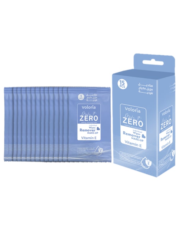 Voloria Makeup Remover Wipes Soft Texture Vitamin E Fragrance-Free 15 Pieces