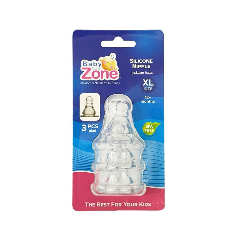 Baby Zone Silicone Baby Bottle Nipples, XL Flow, 12 Months+, BPA-Free, 3 Pack