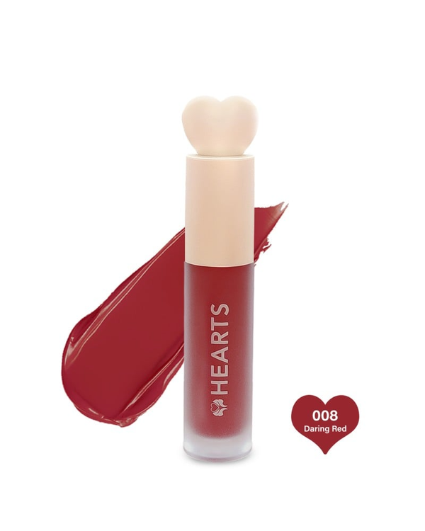 Hearts Liquid Matte Lipstick Long-Lasting Daring Red 008