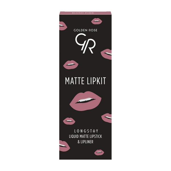Golden Rose Matte Lip Kit Liquid Lipstick and Lip Liner Blush Pink