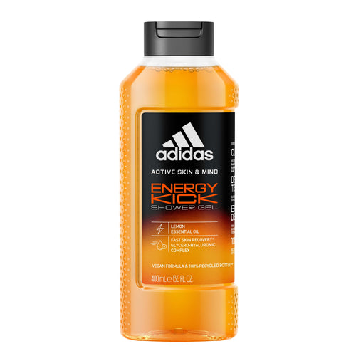 Adidas Energy Kick Men Shower Gel Lemon Essential Oil Glycerol-Hyaluronic Complex 400 ml