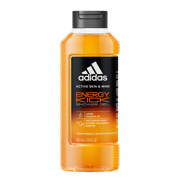 Adidas Energy Kick Men Shower Gel Lemon Essential Oil Glycerol-Hyaluronic Complex 400 ml
