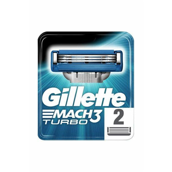 Gillette Mach3 Turbo Razor Cartridges, Lubricating Strip, 2 Pack