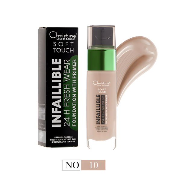 Christine Soft Touch Full Coverage Foundation Natural Finish Shade 10