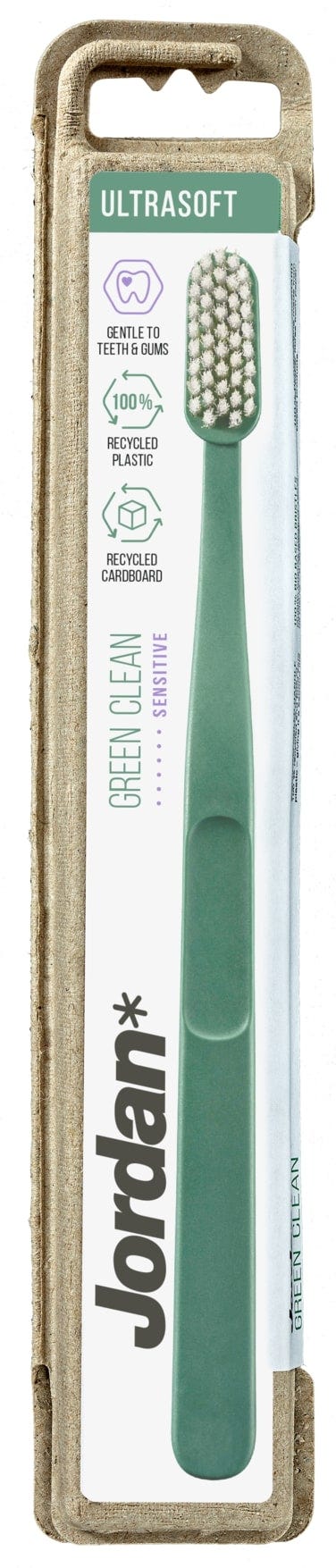 Jordan Green Clean Ultrasoft Toothbrush Blue Recycled Handle Bio-Based Nylon Bristles