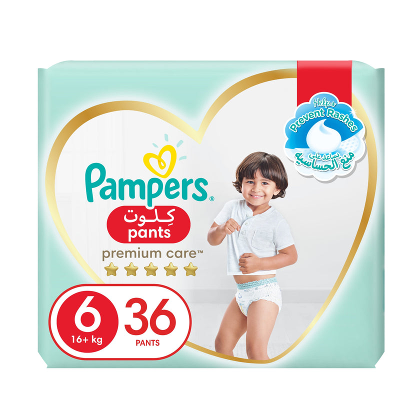 Pampers Premium Care Pants Diapers Size 6, 13+ kg, 360 Fit, Wetness Indicator, 36 Diapers